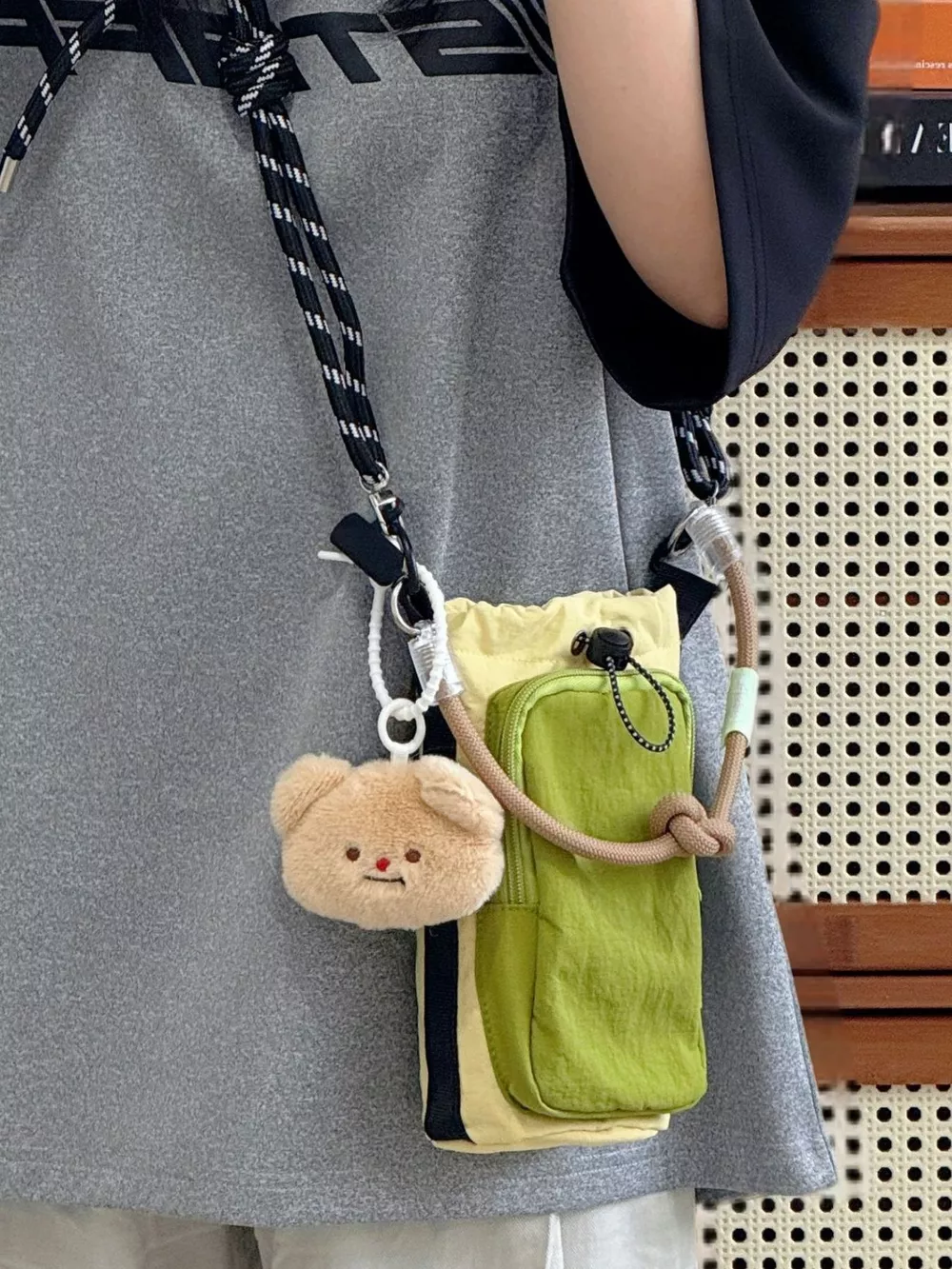 Drawstring Crossbody Bag with Front Pocket, image 5