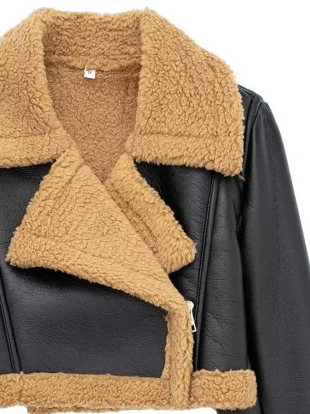 Collared Neck Long Sleeve Plush Cropped Jacket, image 16