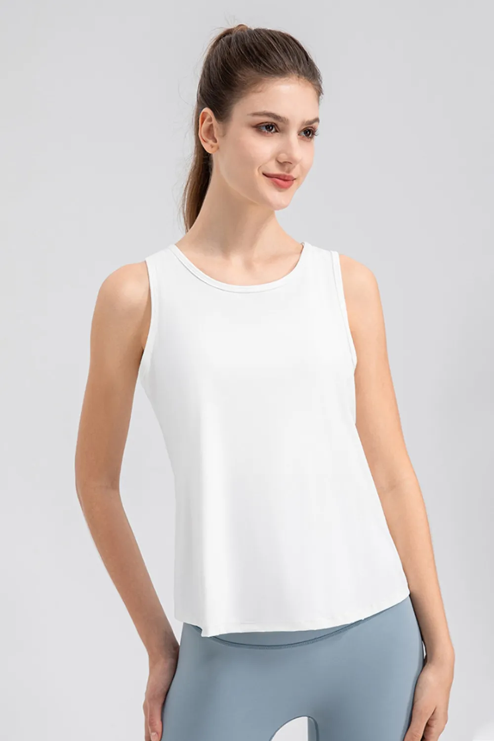 Wide Strap Round Neck Active Tank, image 14