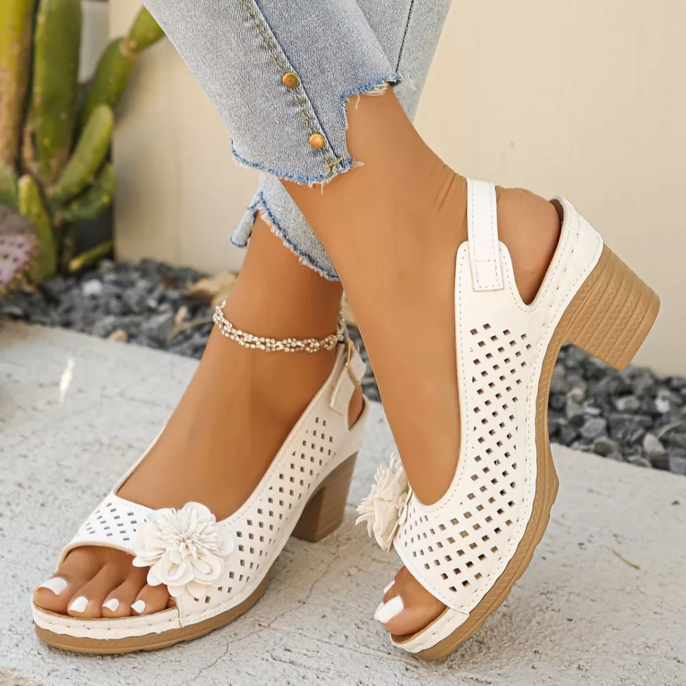Floral Accent Block Heel Sandals, image 25