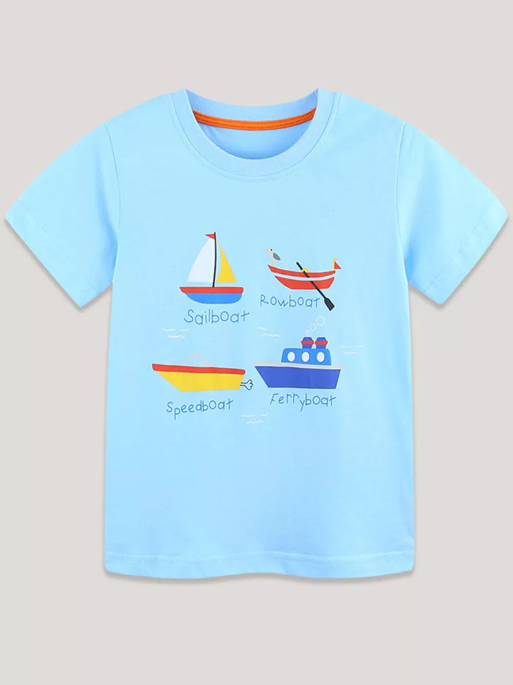 Children's Cartoon Boat Short Sleeve T-Shirt, image 2