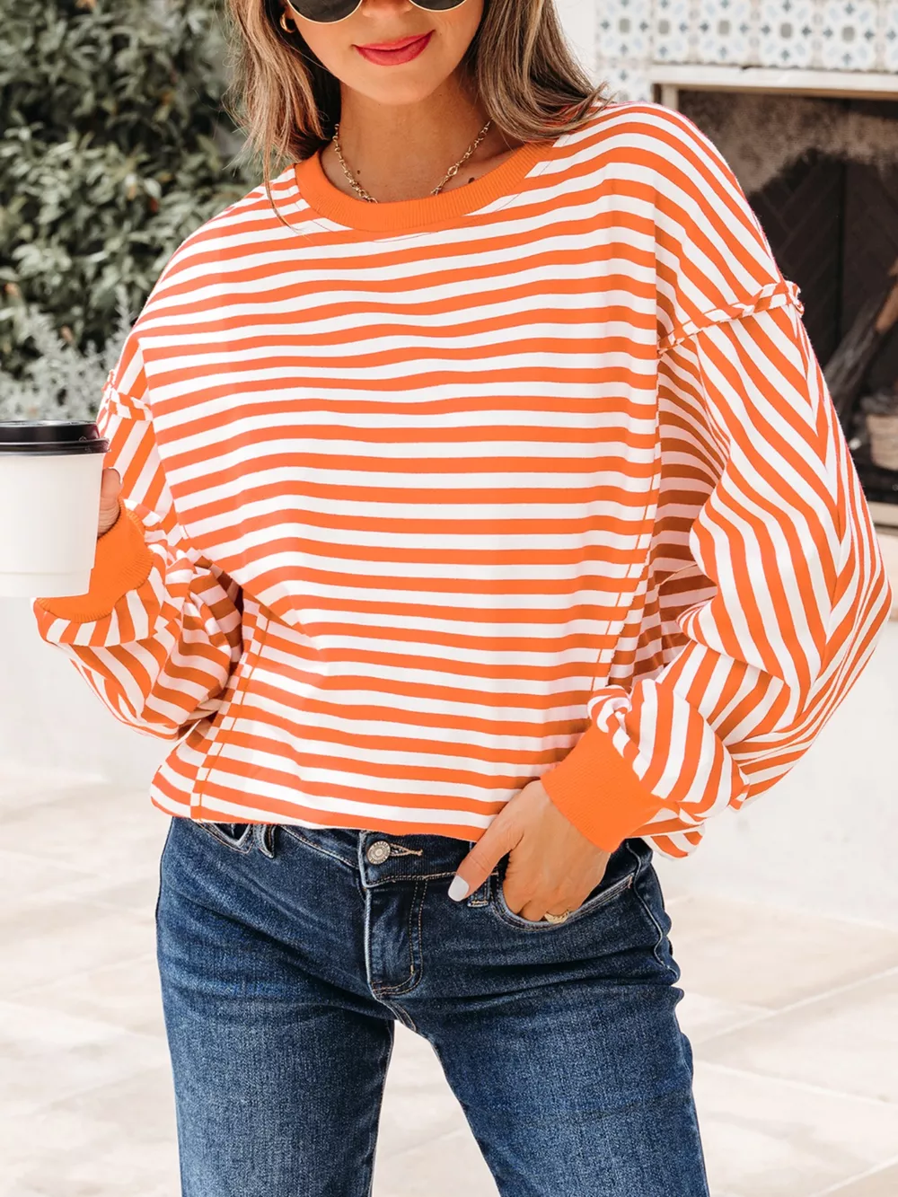 Striped Long Sleeve Casual Sweatshirt