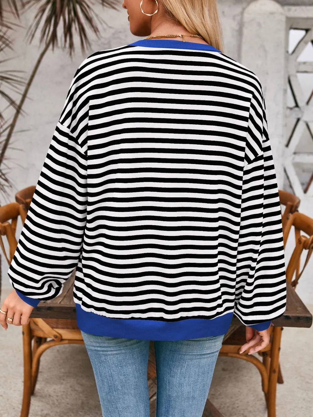 Contrast Striped Long Sleeve Sweatshirt, image 34