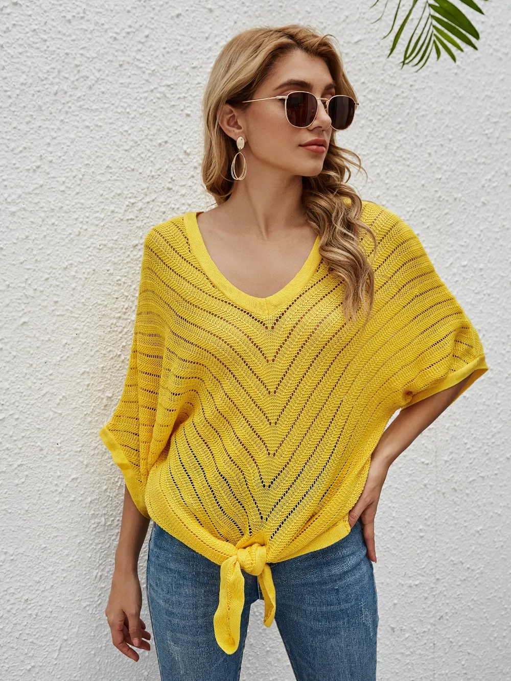 Openwork Batwing Sleeve Cover-Up, image 6