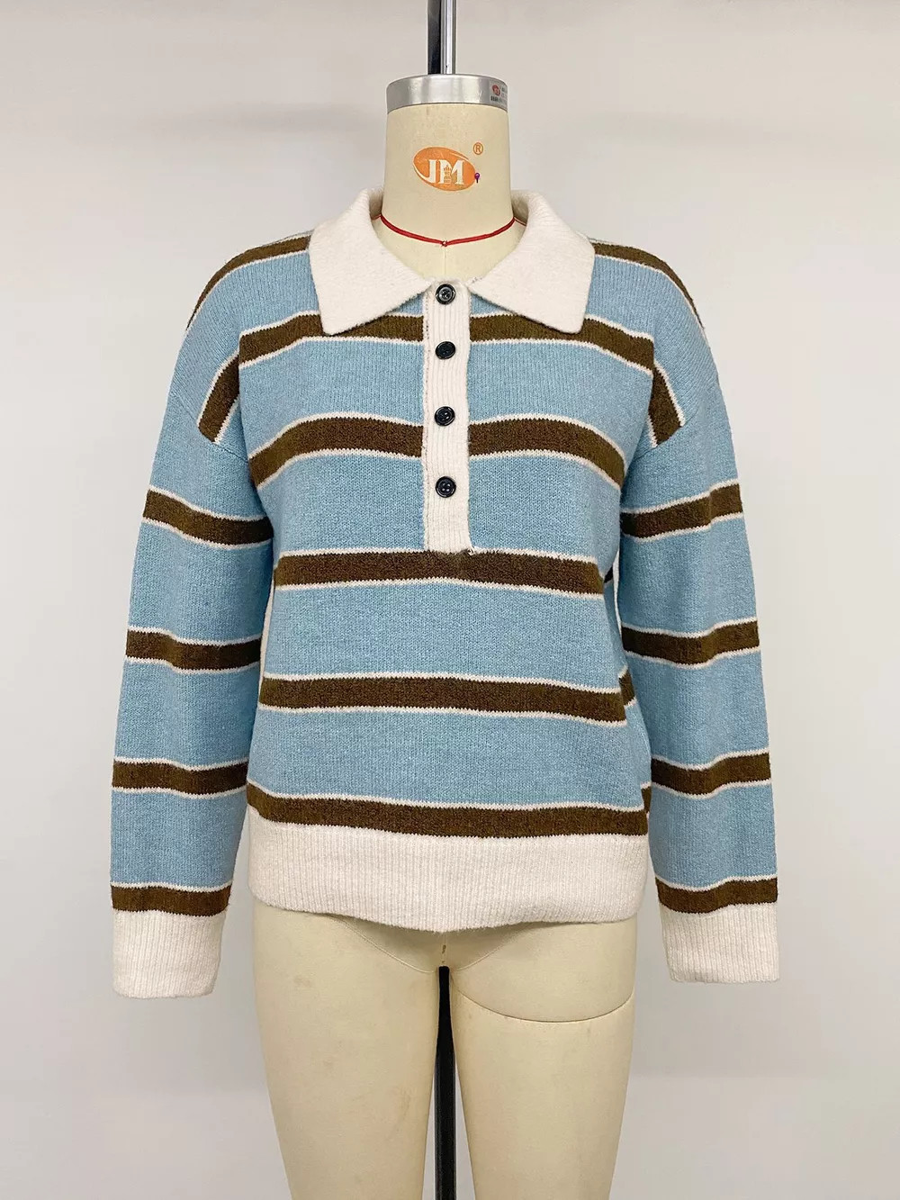 Striped Polo Collar Sweater, image 12