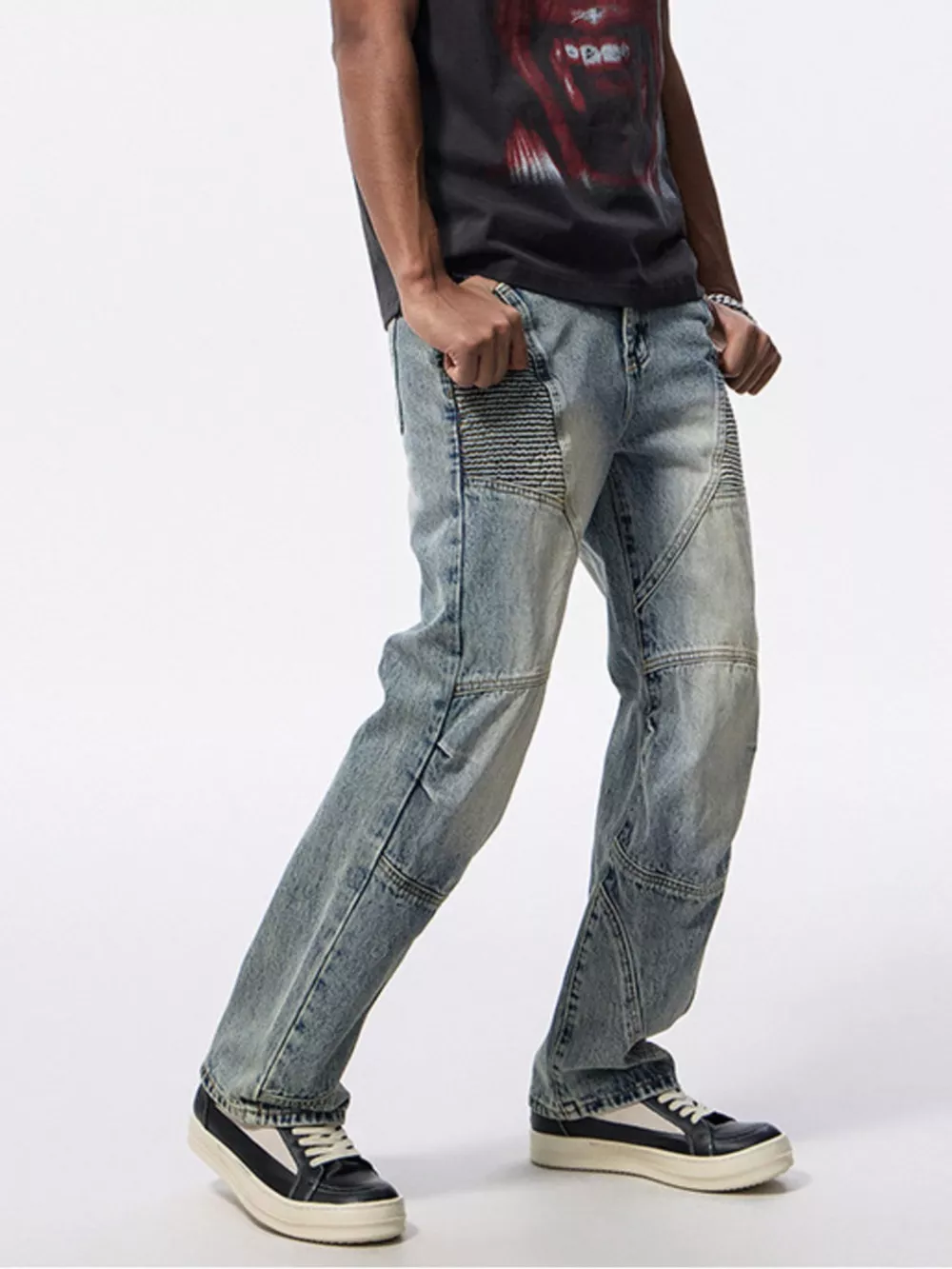 Men's Washed Wide Leg Jeans, image 6