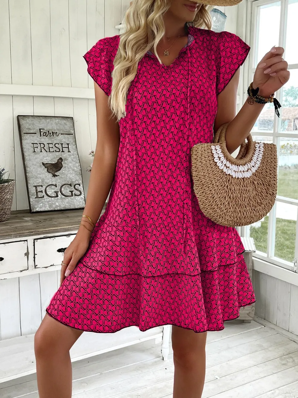 Full Size Ruffled Layered Printed Mini Dress Plus Size, image 9