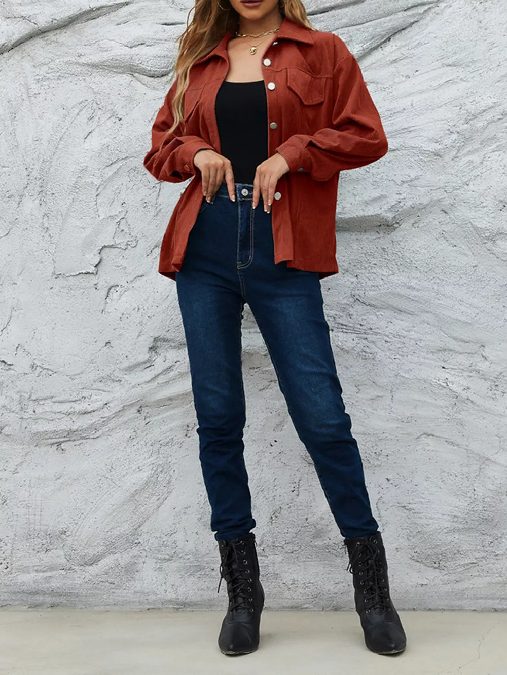 Corduroy Button-Down Shirt with Chest Pockets, image 5