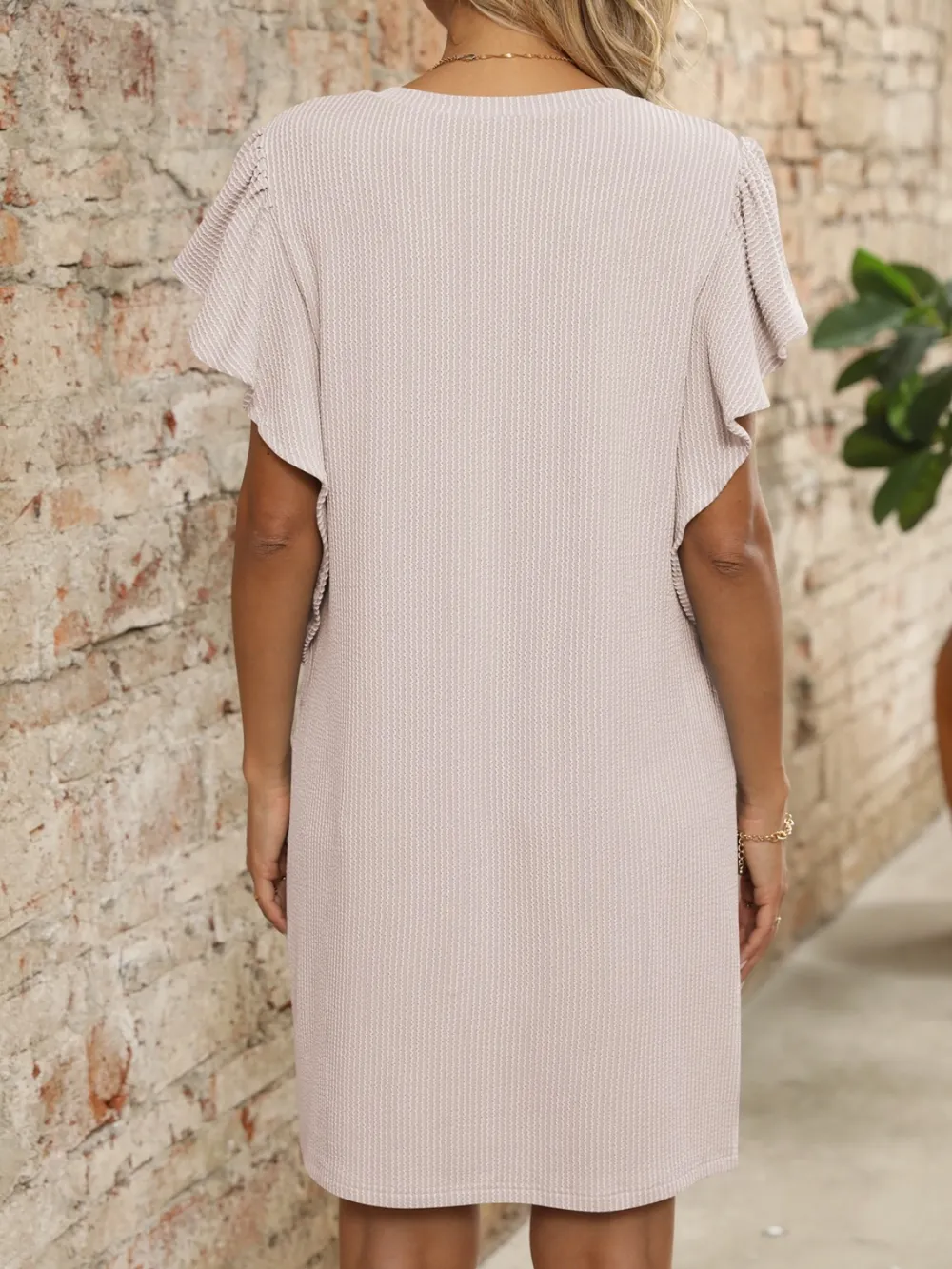 Ruffled V-Neck Cap Sleeve Mini Dress, image 7