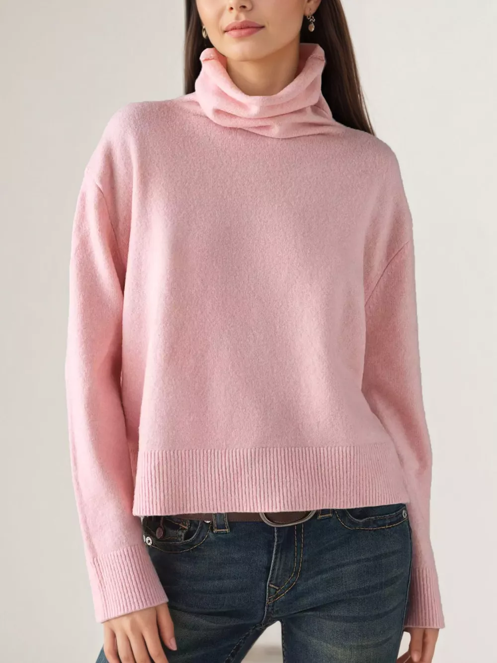 Turtleneck Dropped Shoulder Sweater, image 2
