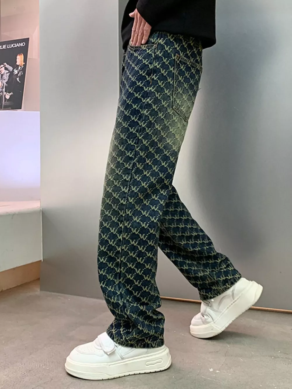 Men's Patterned Relaxed Fit Jeans, image 3