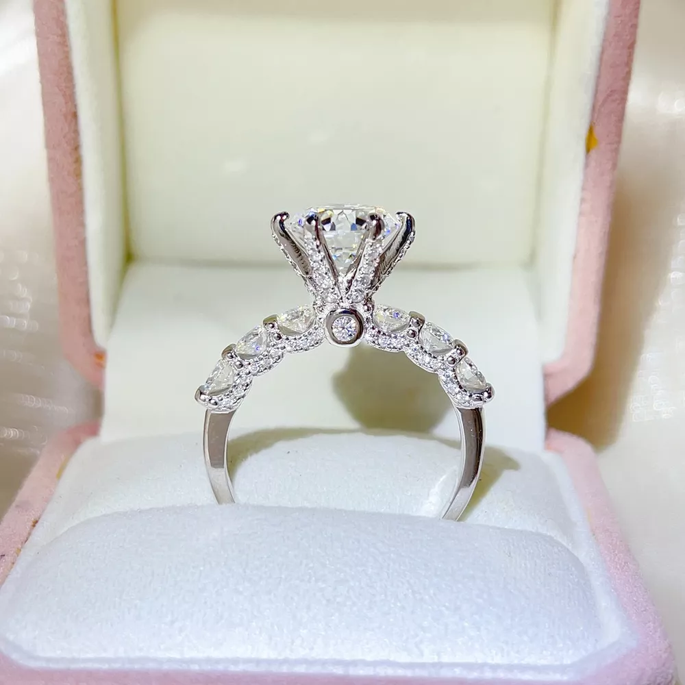 3 Carat 925 Sterling Silver Moissanite Ring, image 3