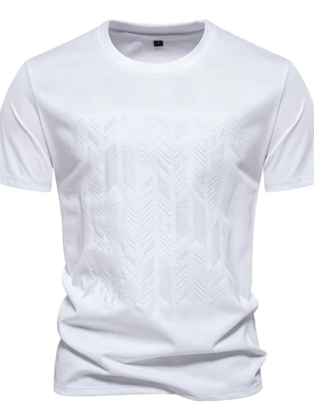 Men's Round Neck Geometric Embroidered T-Shirt, image 7