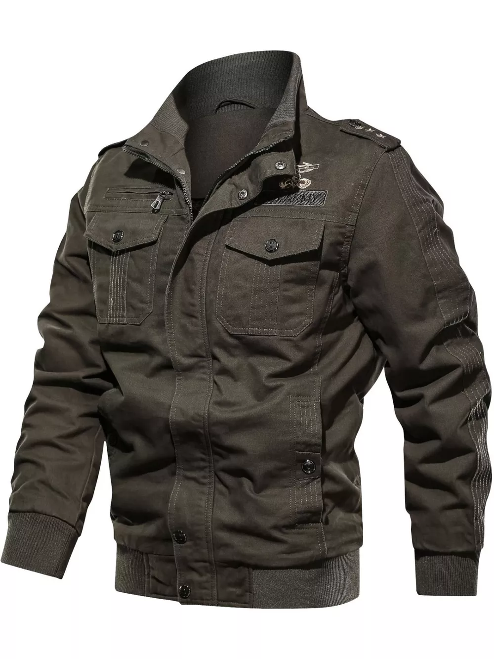 Men's Plus Size Zip Up Lightweight Bomber Jacket, image 5
