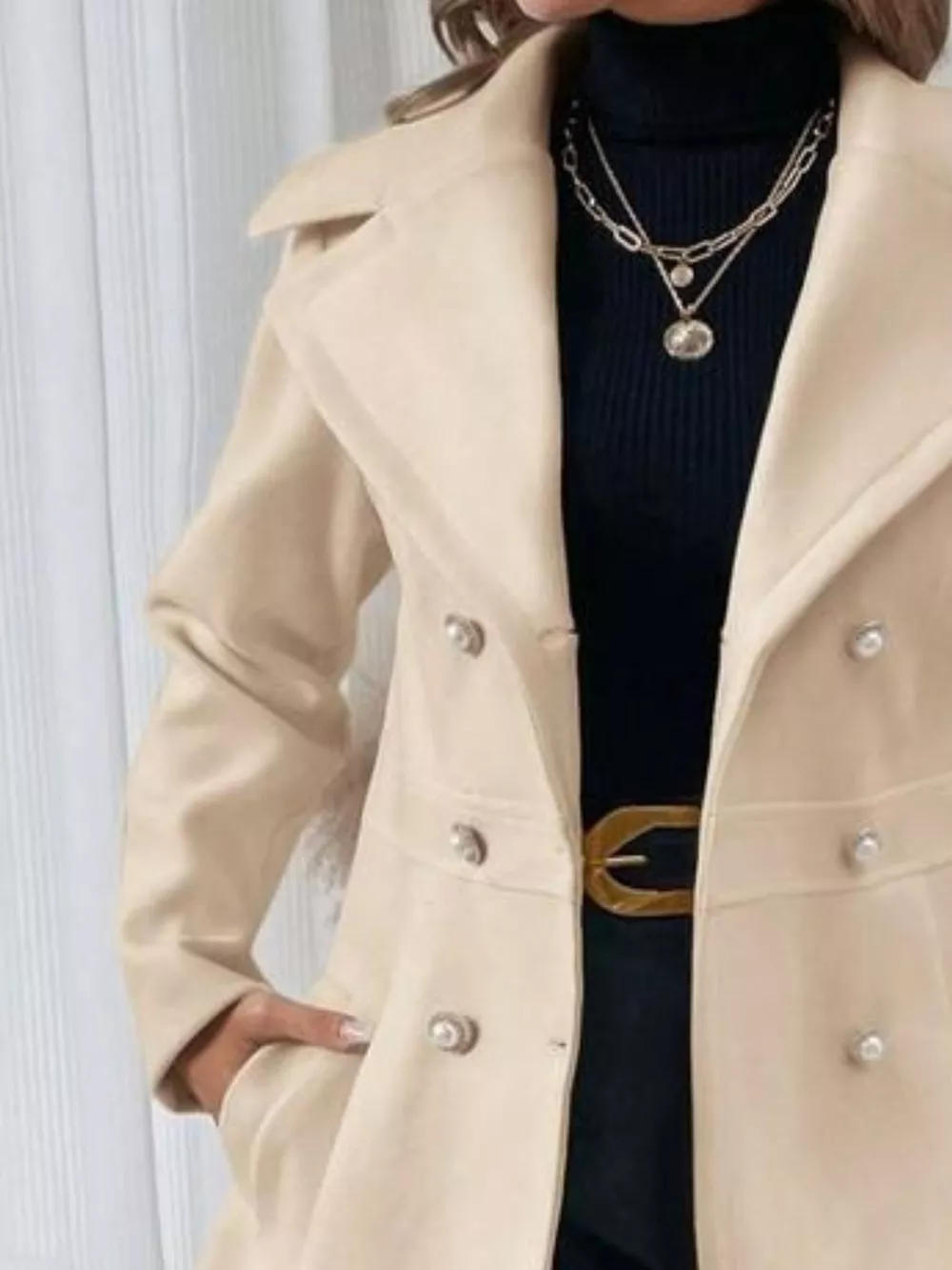 Double-Breasted Wool Blend Coat, image 8