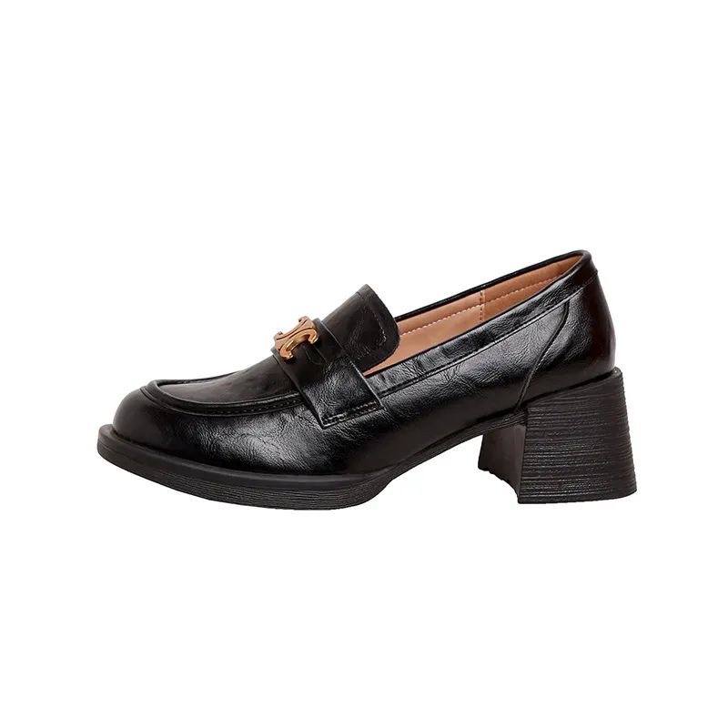 Round Toe Block Heel Loafers, image 5