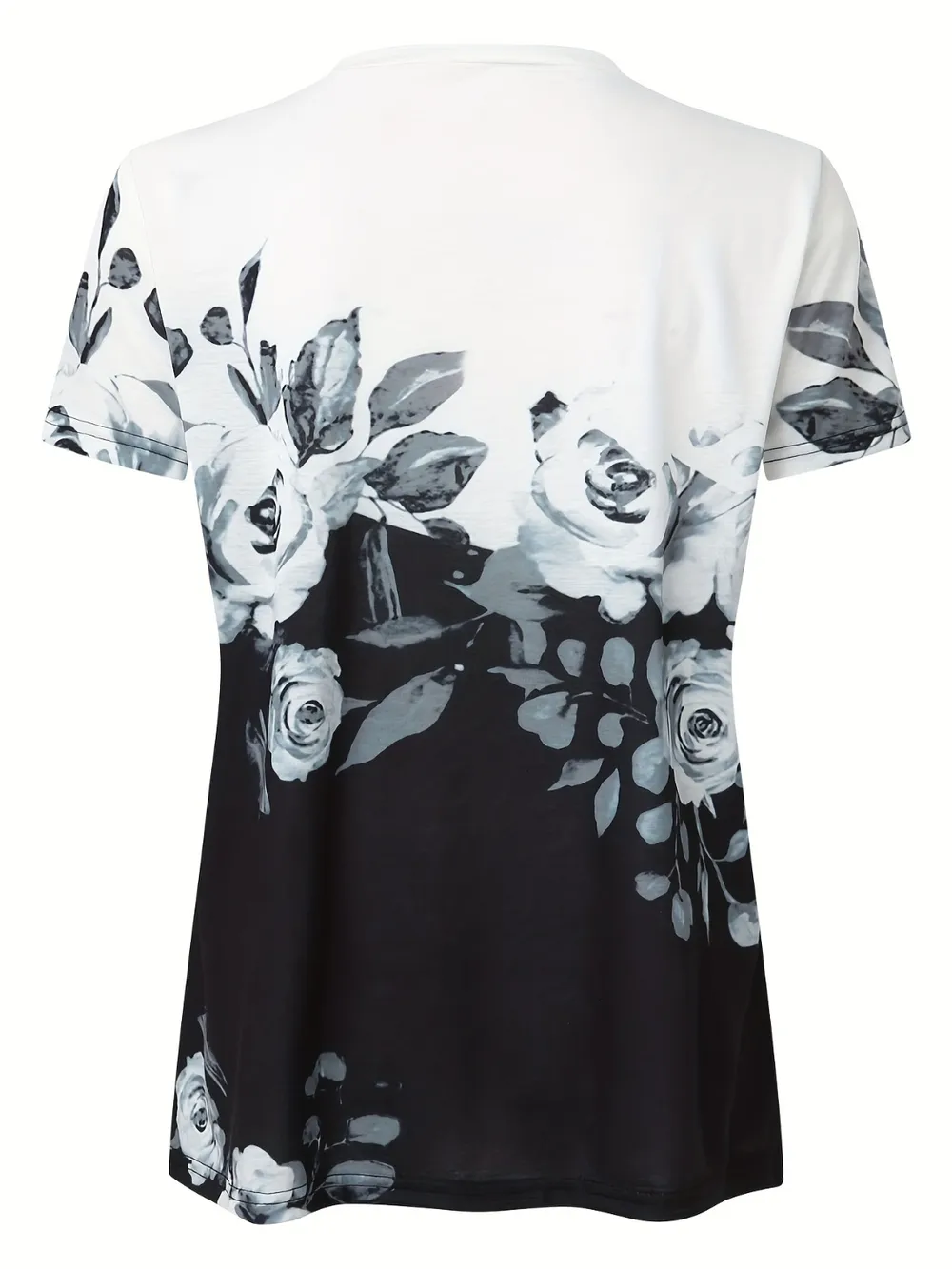 Full Size Printed Notched Short Sleeve Blouse, image 7