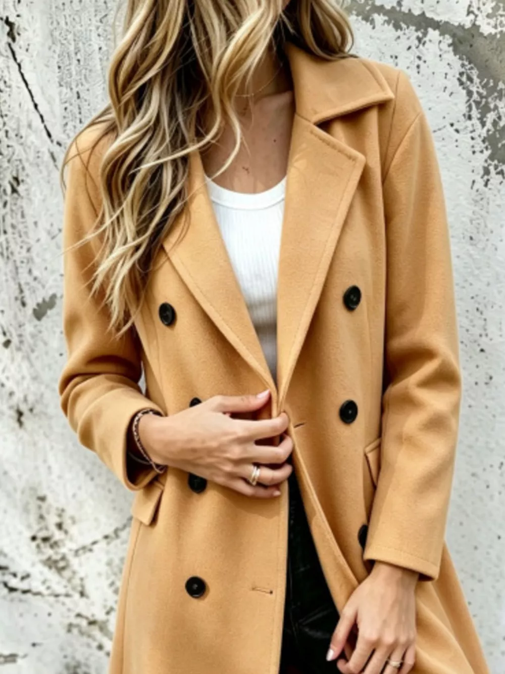 Full Size Double-Breasted Lapel Collar Coat Plus Size, image 2