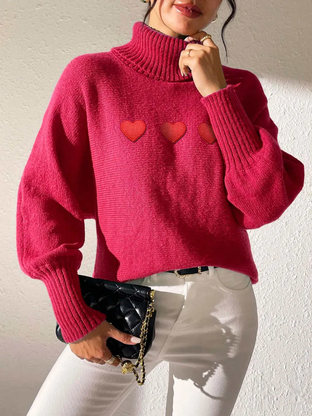 Heart Turtleneck Long Sleeve Sweater, image 8