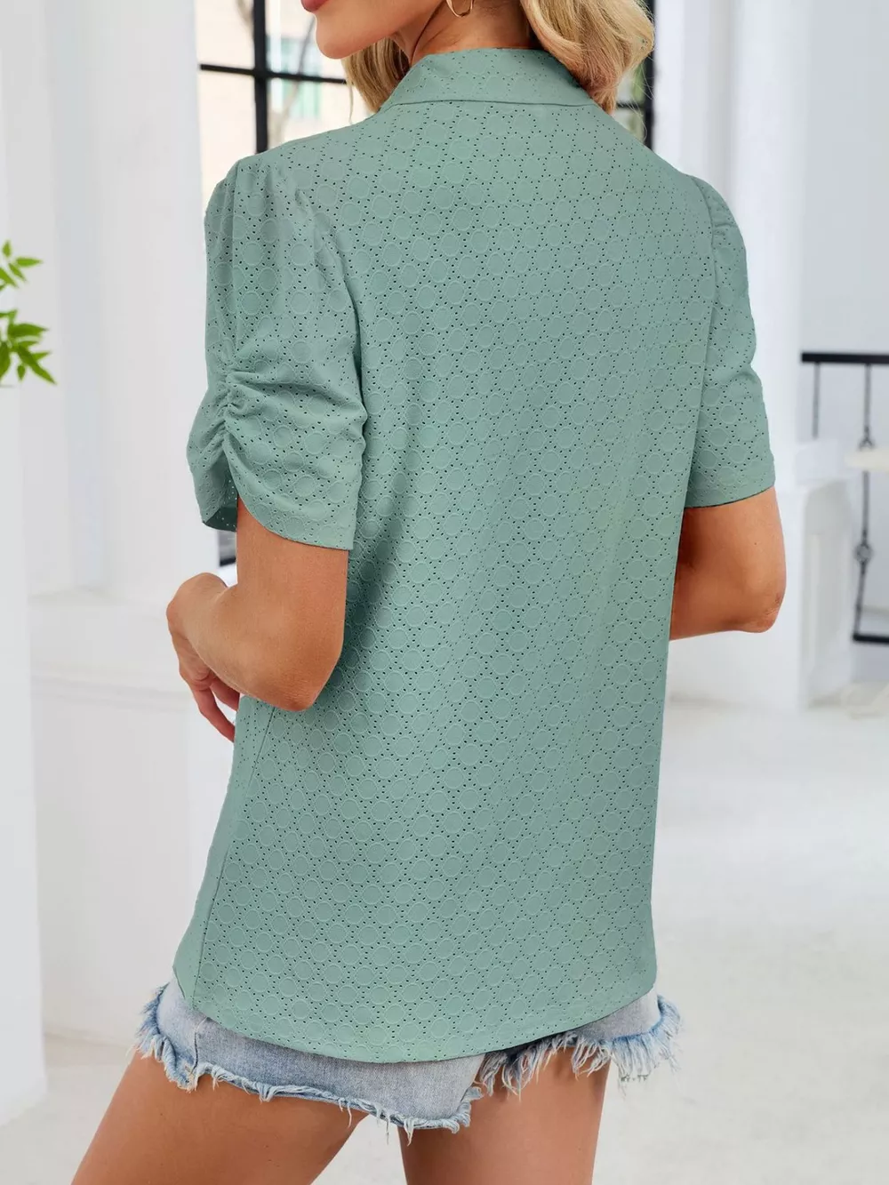 Eyelet Short Sleeve Blouse, image 23
