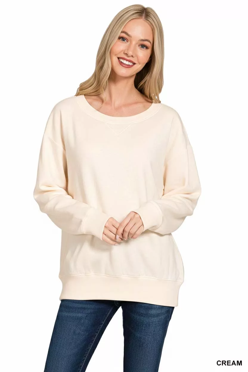 Fleece Boat Neck Sweatshirt, image 2