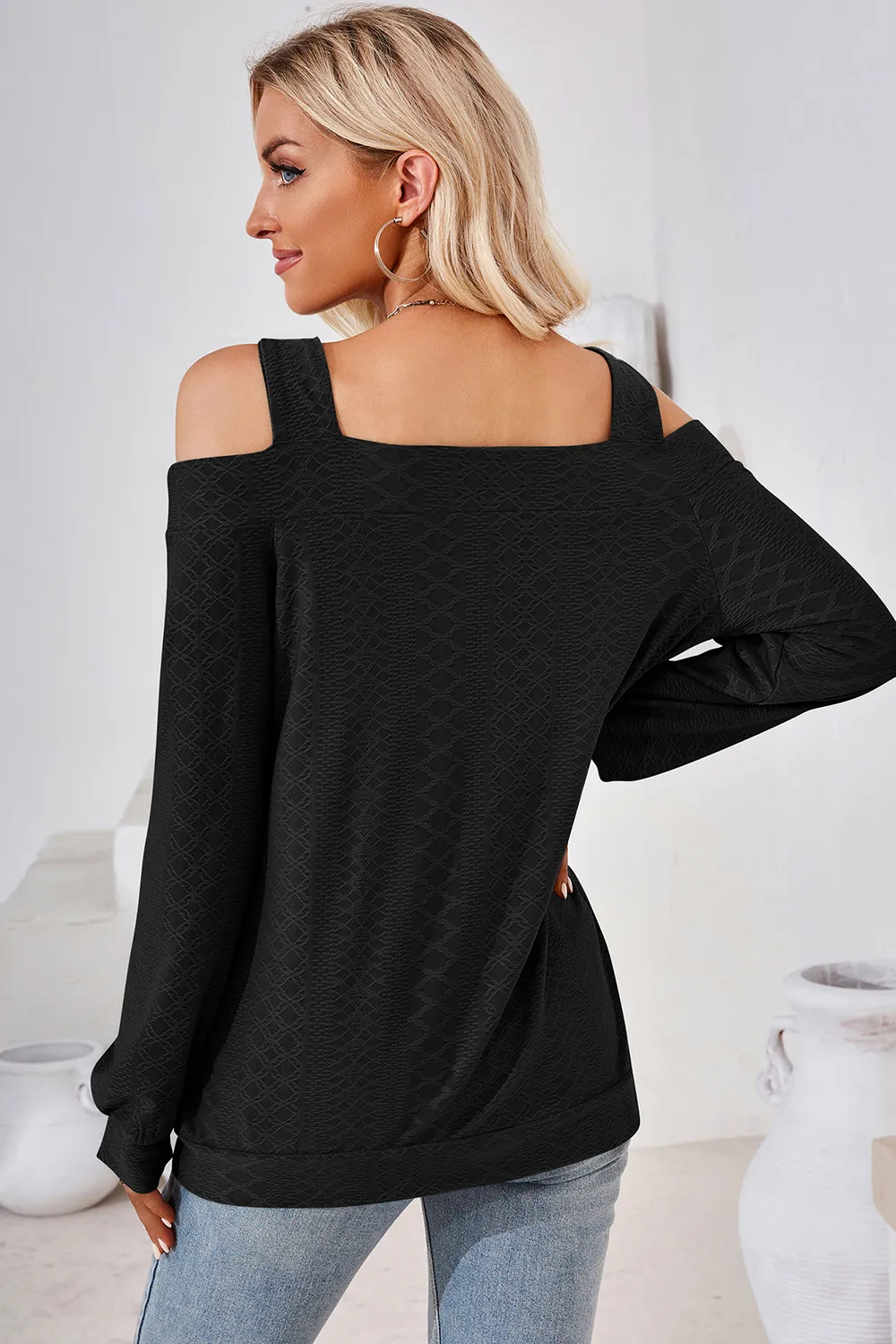 Cutout Square Neck Cold Shoulder T-Shirt, image 12