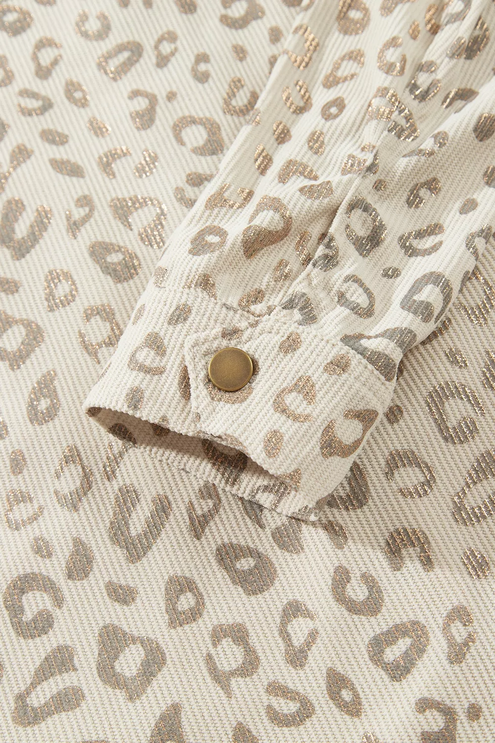 Leopard Print Corduroy Shirt Collar Long Sleeve Regular Fit Jacket, image 15