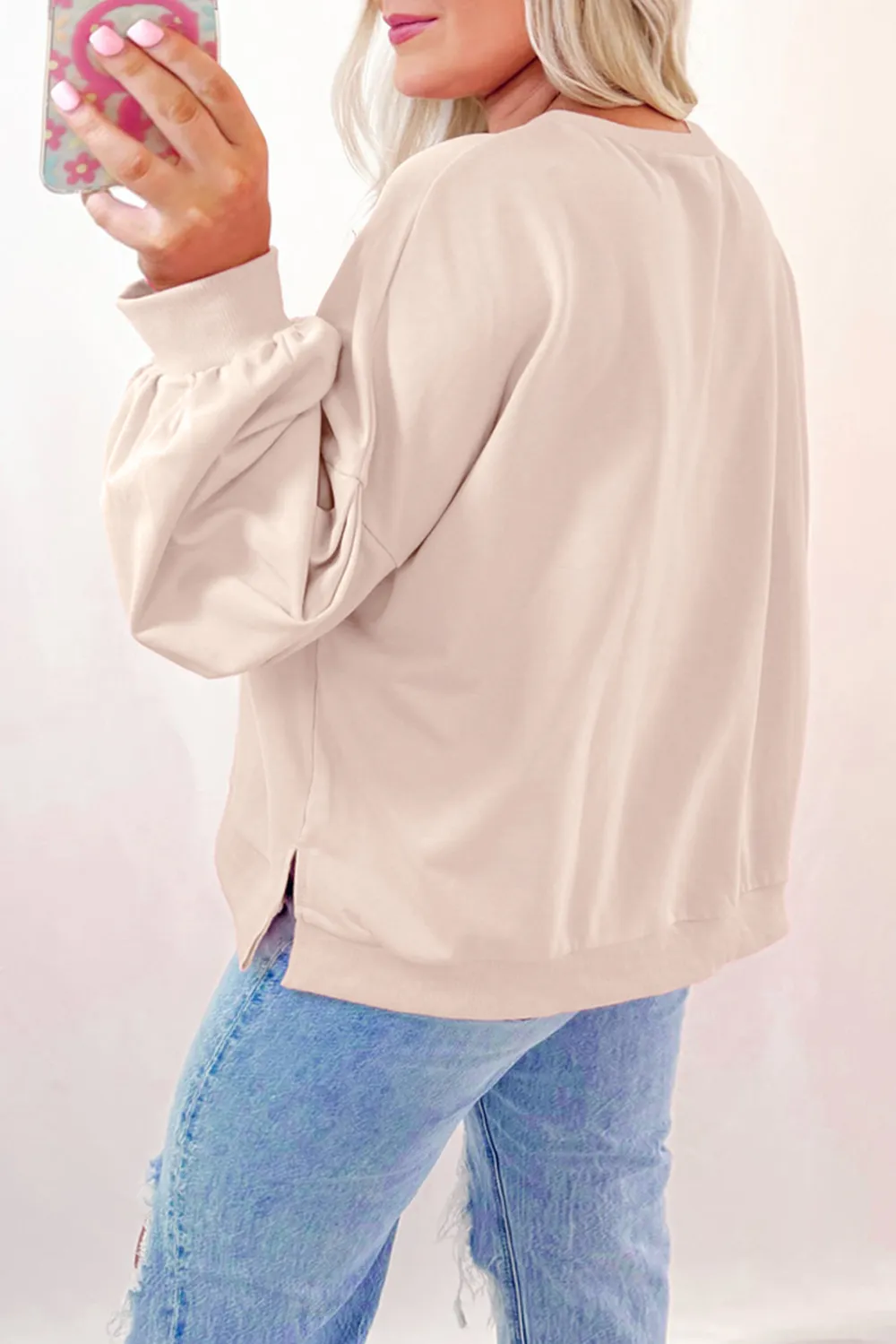 Bow Round Neck Long Sleeve Sweatshirt, image 10