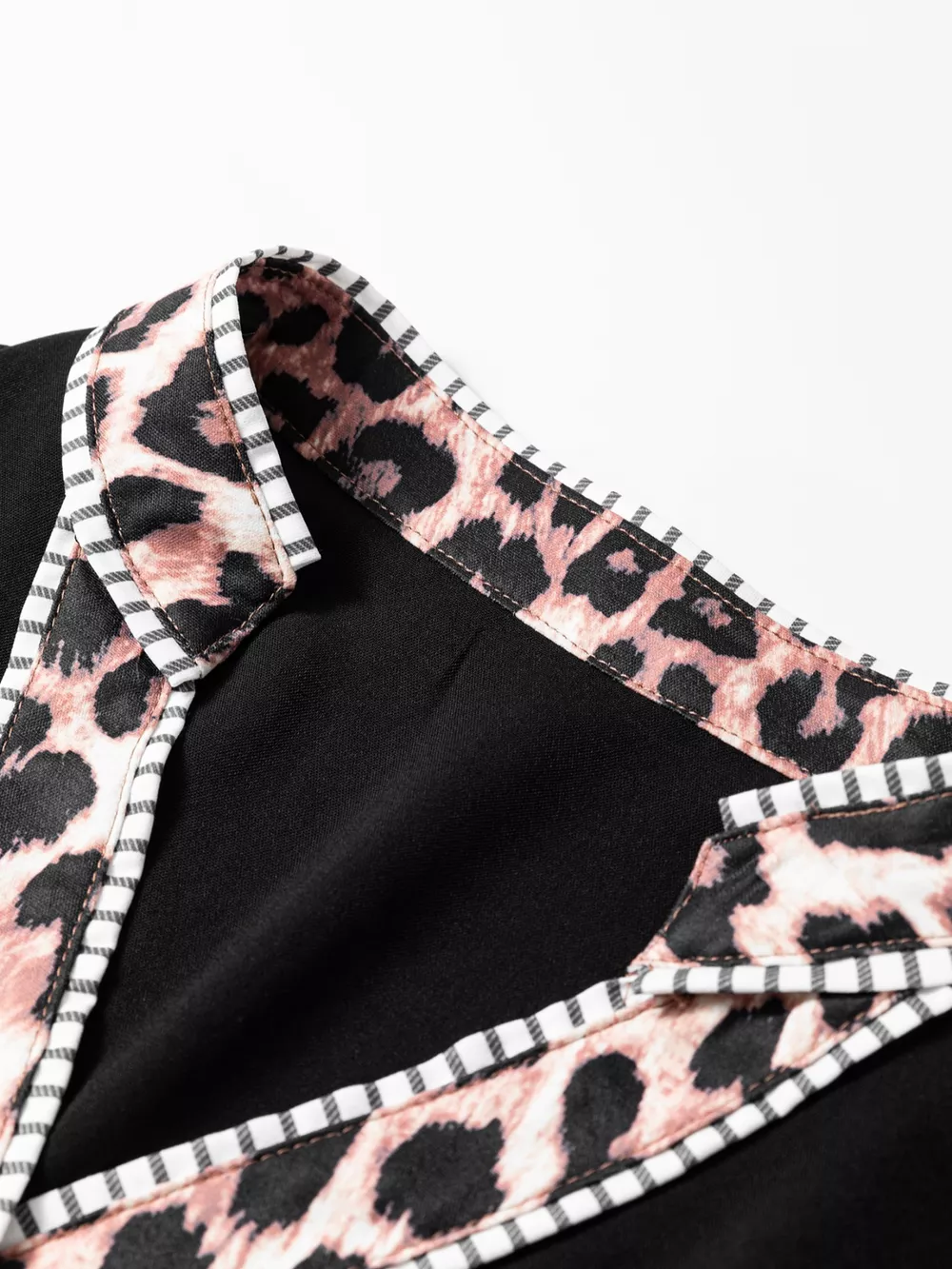 Leopard Trim Puff Sleeve Blouse, image 7