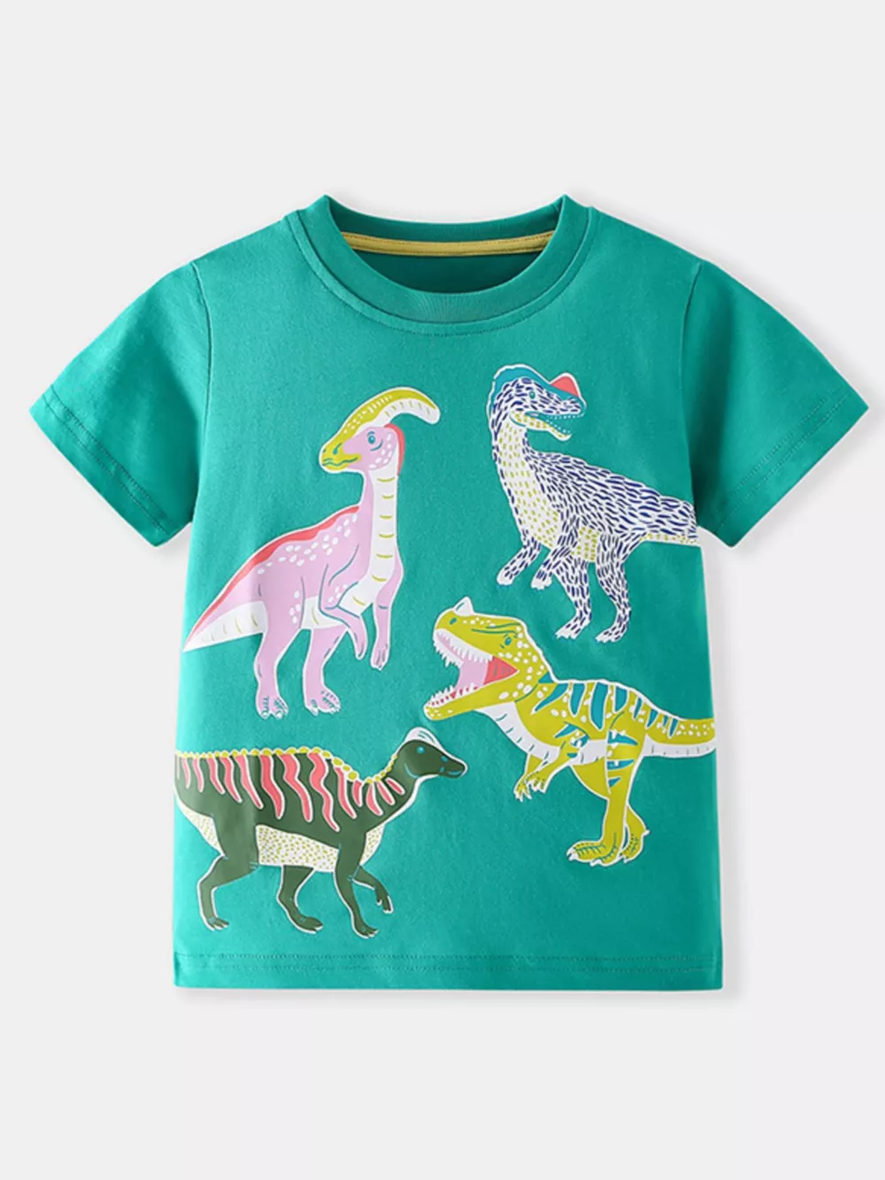 Children's Dinosaur Print Crew Neck Short Sleeve T-Shirt