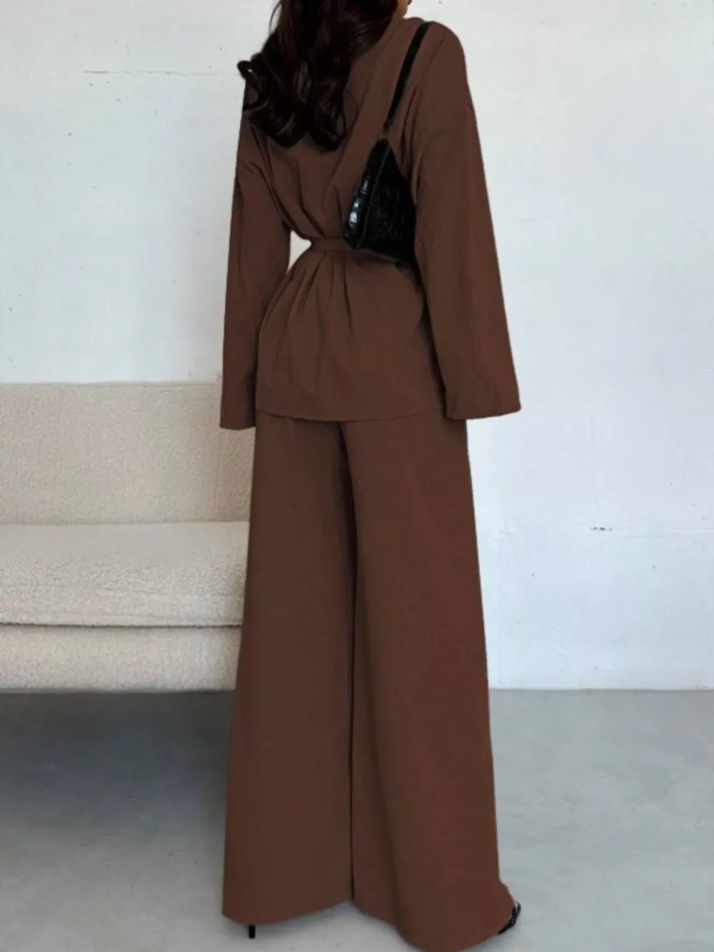 Front Tied Shirt and Wide-Leg Pants Set, image 15