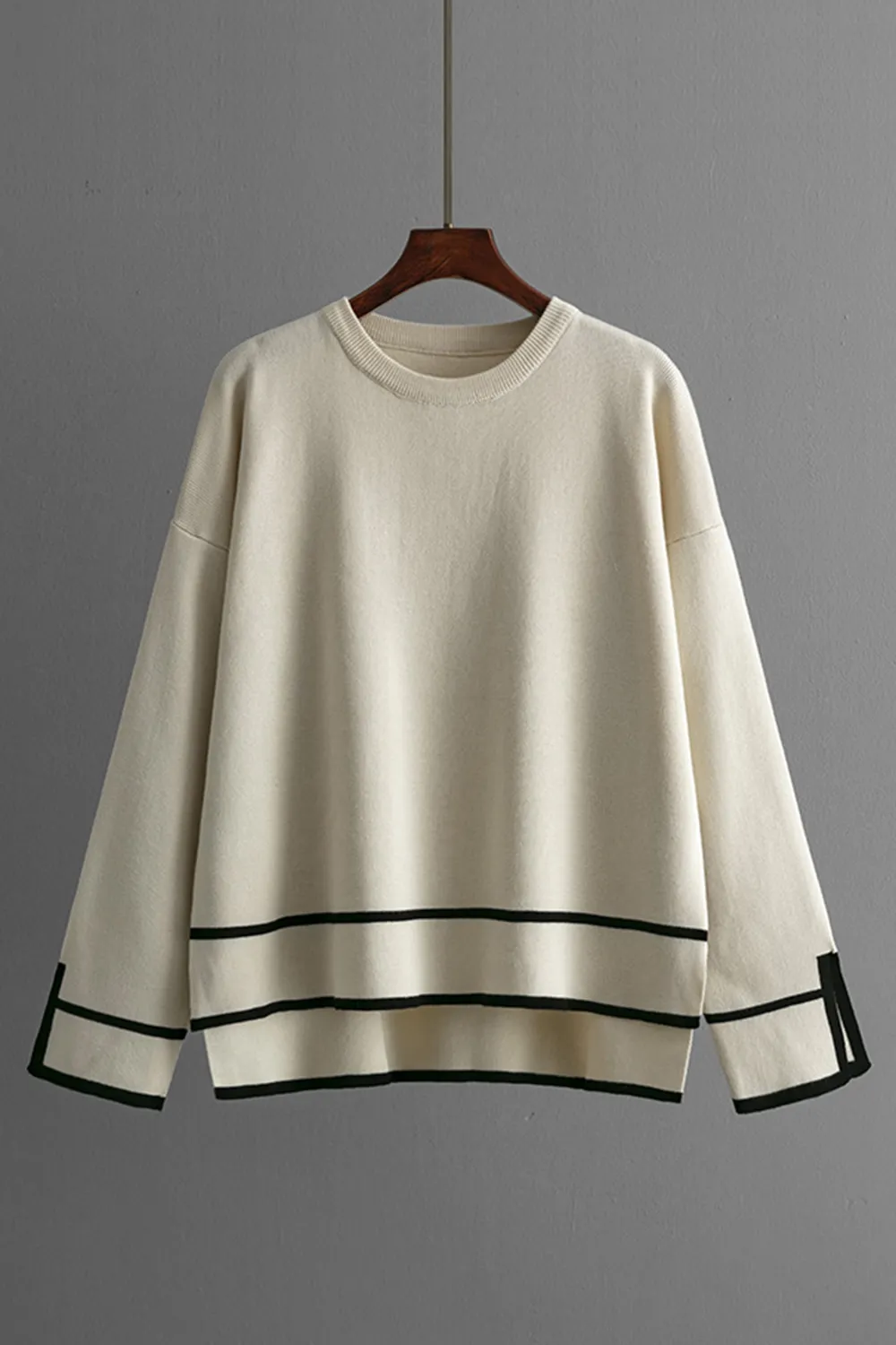High-Low Round Neck Top and Pants Sweater Set, image 3