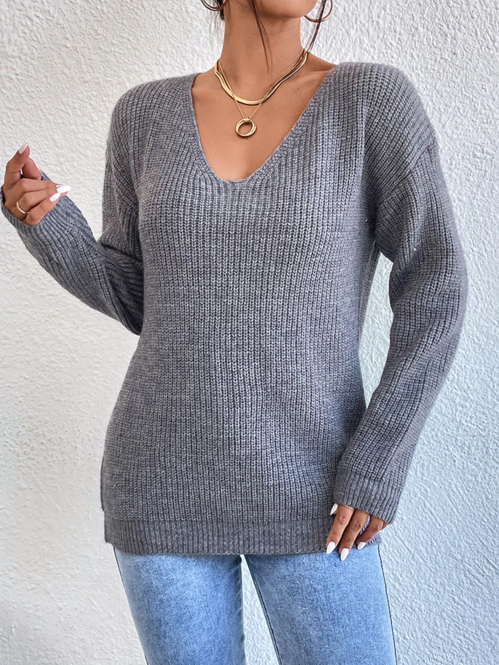 Crisscross V-Neck Long Sleeve Sweater, image 6