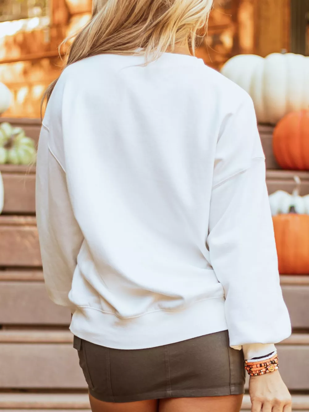Halloween Pumpkin Patched Pattern Long Sleeve Sweatshirt, image 4