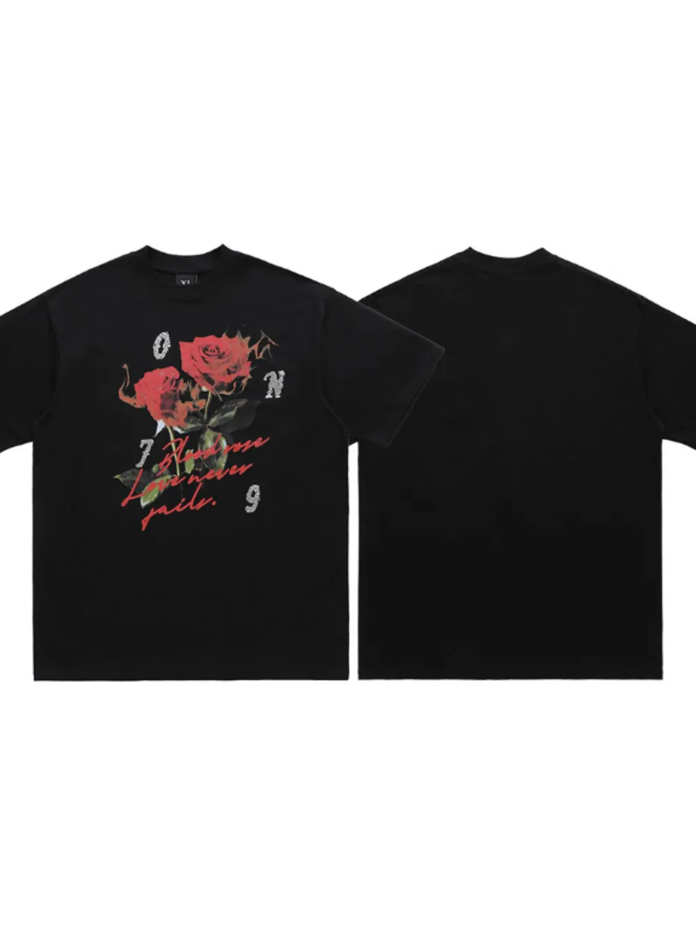 Men's Rose Graphic T-Shirt with Vintage Script Design, image 5
