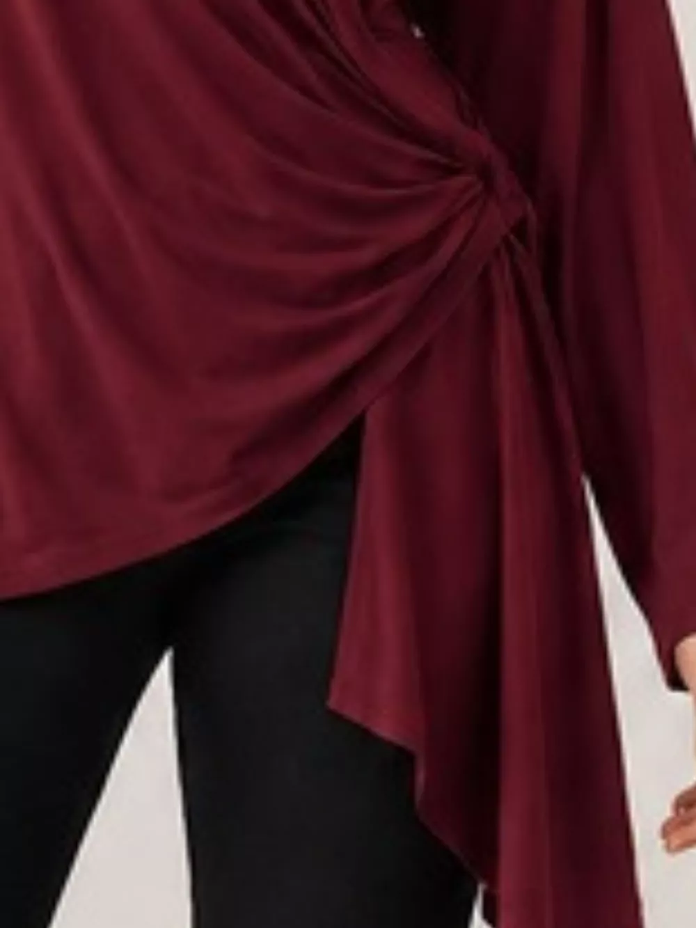 Long Sleeve Wrap T-Shirt with Side Knot Detail, image 18