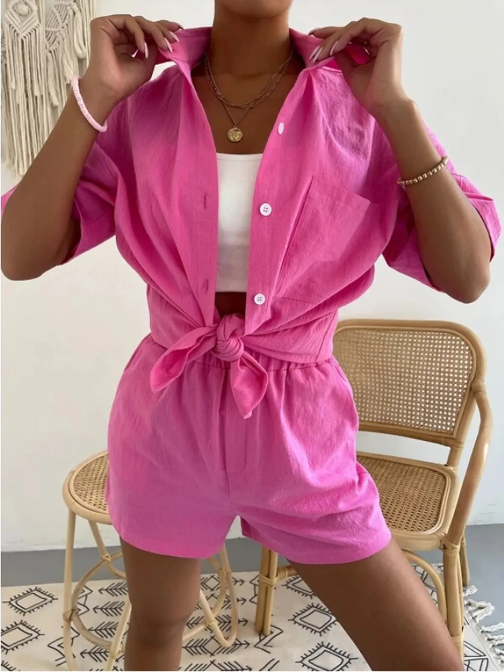 Button Up Short Sleeve Shirt and Shorts Set, image 19