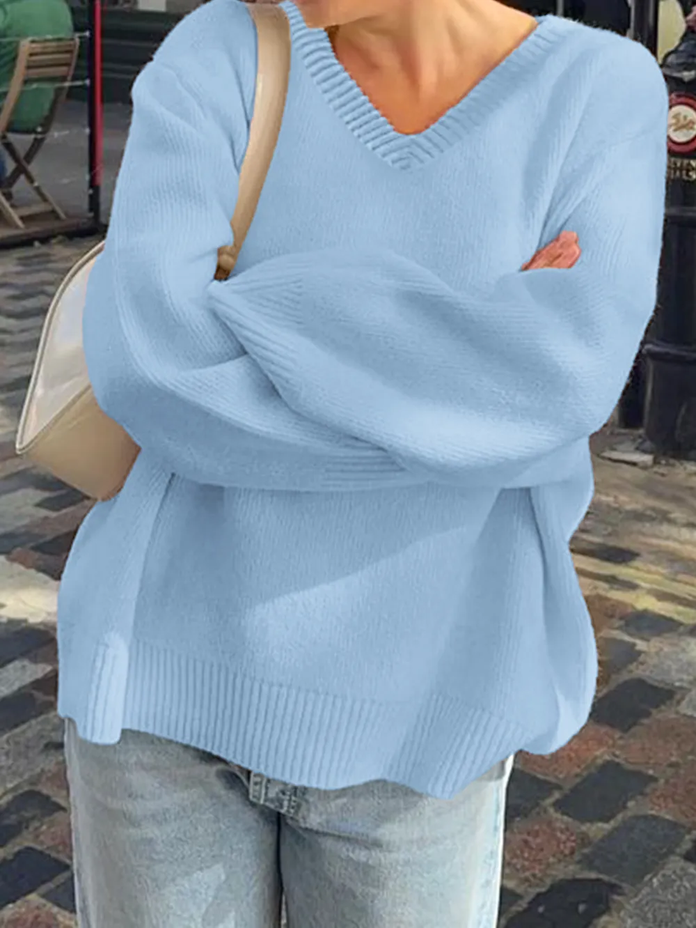V-Neck Long Sleeve Sweater, image 3