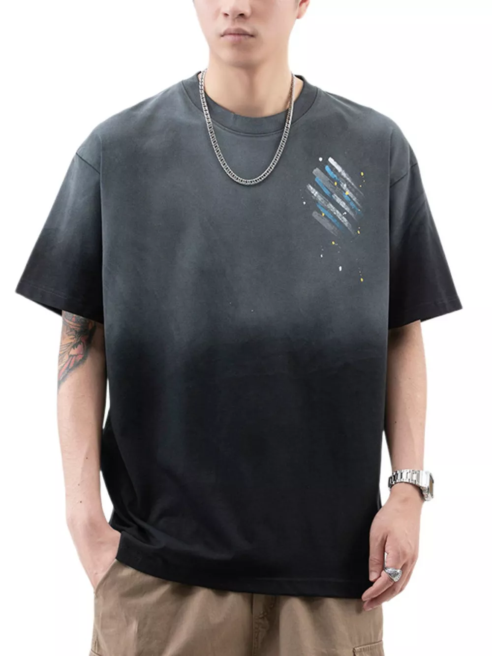 Men's Plus Size Round Neck Short Sleeve T-Shirt, image 2
