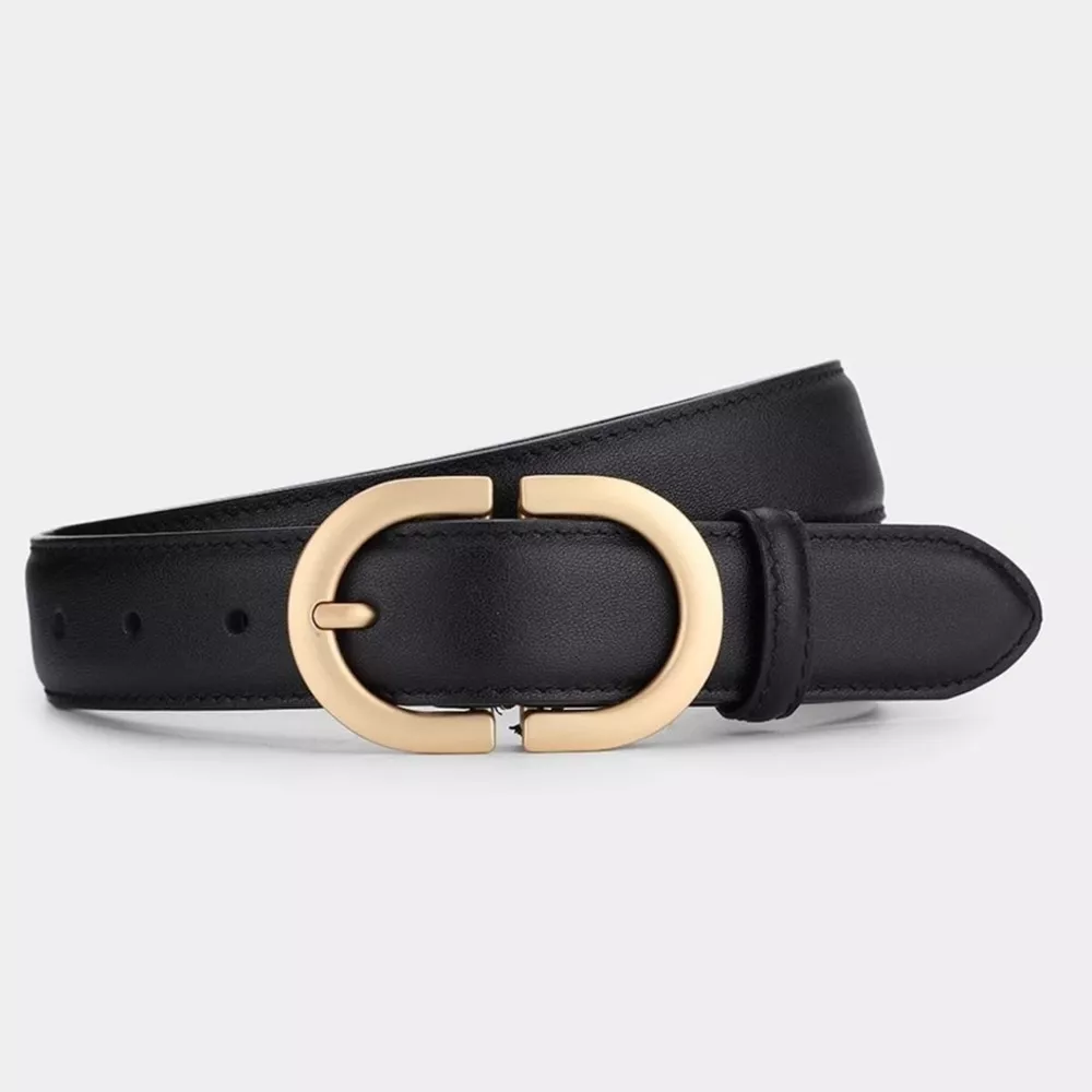 Gold Buckle Leather Belt, image 3