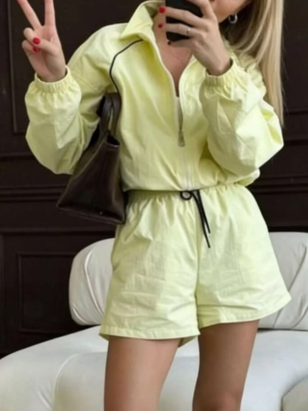 Zip-Up Jacket and Shorts Two-Piece Set, image 9