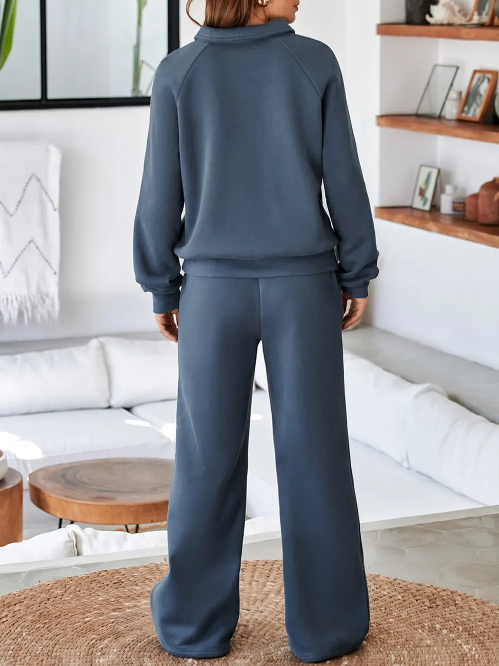 Collared Sweatshirt and High Waist Pants Active Set, image 20