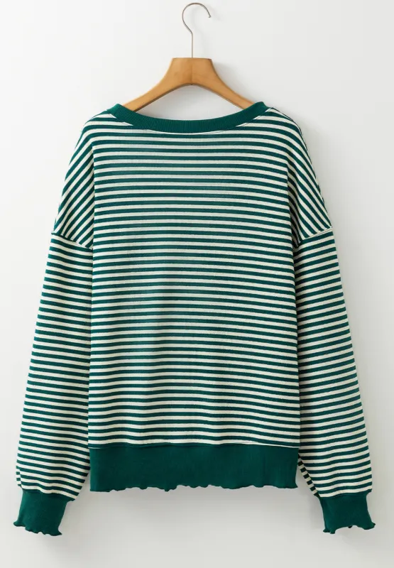 LUCKY Striped Round Neck Long Sleeve Sweatshirt, image 6