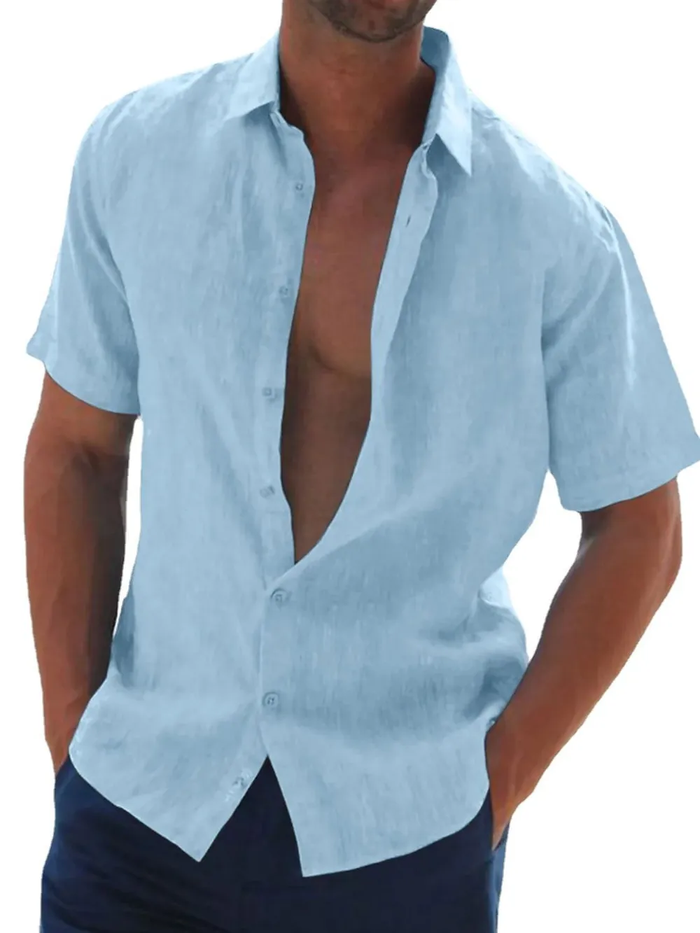 Men's Full Size Button Up Short Sleeve Shirt Plus Size, image 8