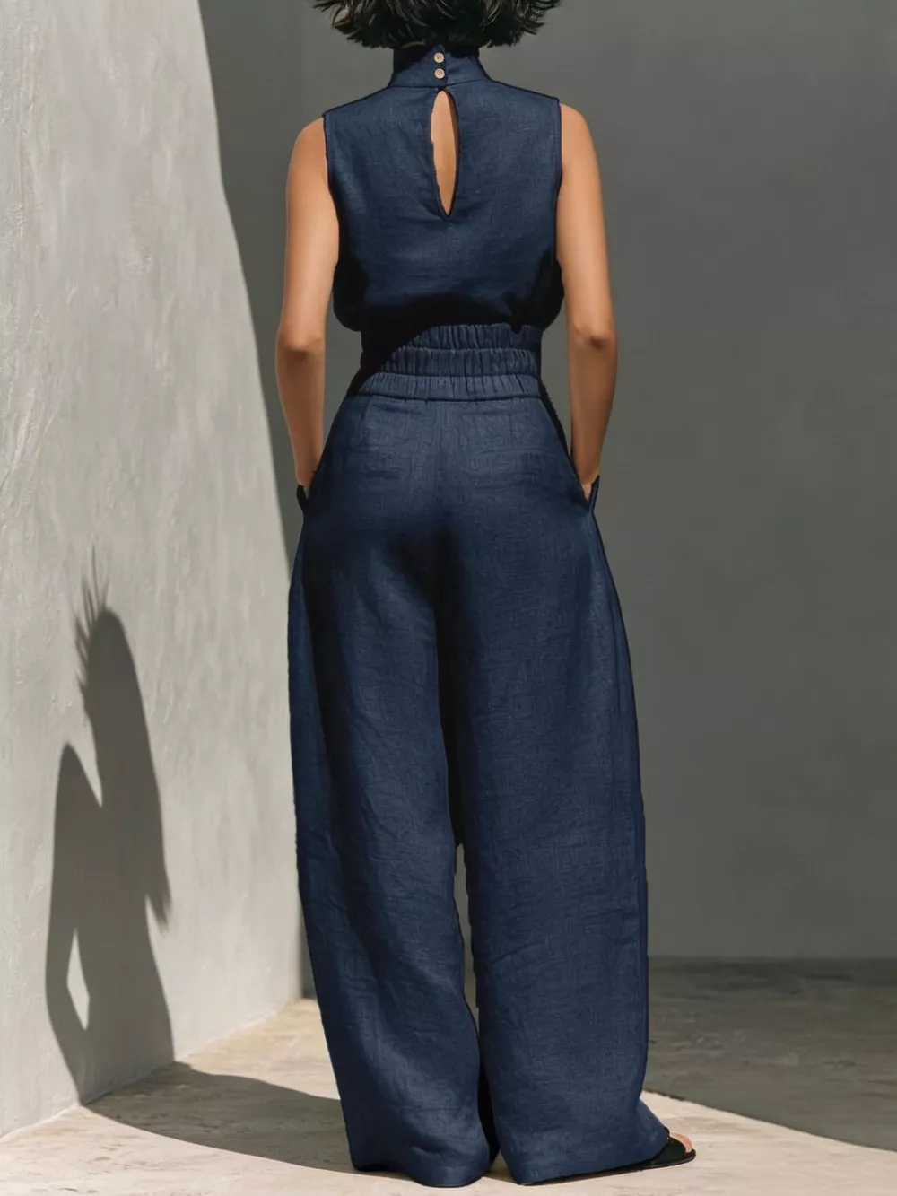 Turtleneck Sleeveless Top and Wide-Leg Pants Set, image 12