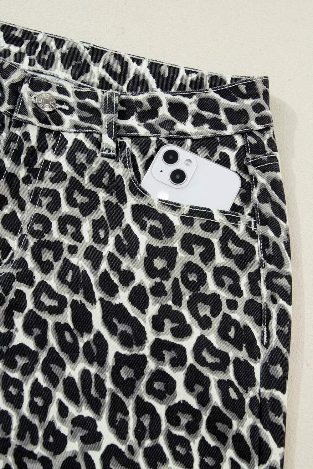 Leopard Print Barrel Jeans, image 10