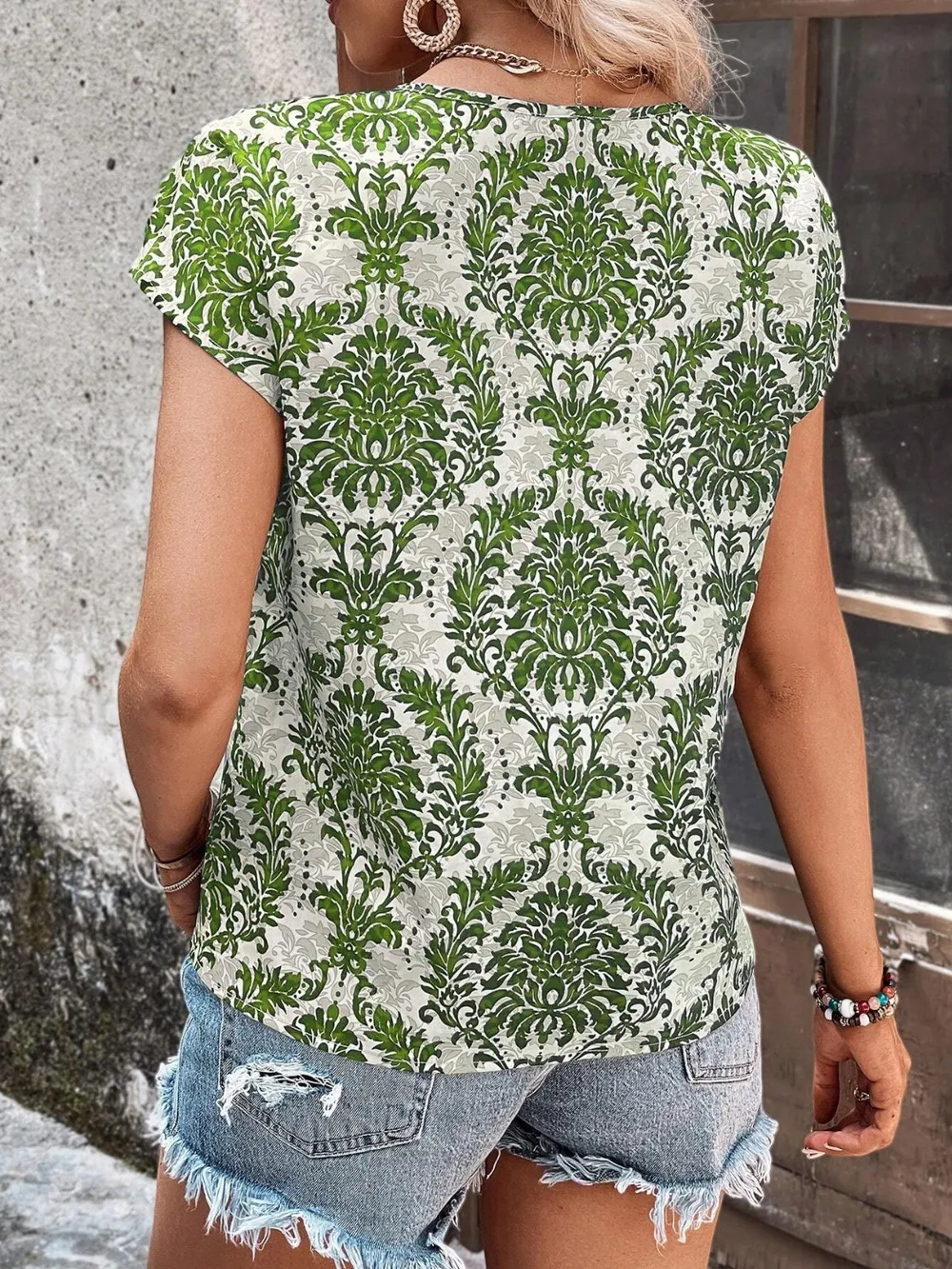 Printed Short Sleeve Blouse, image 10