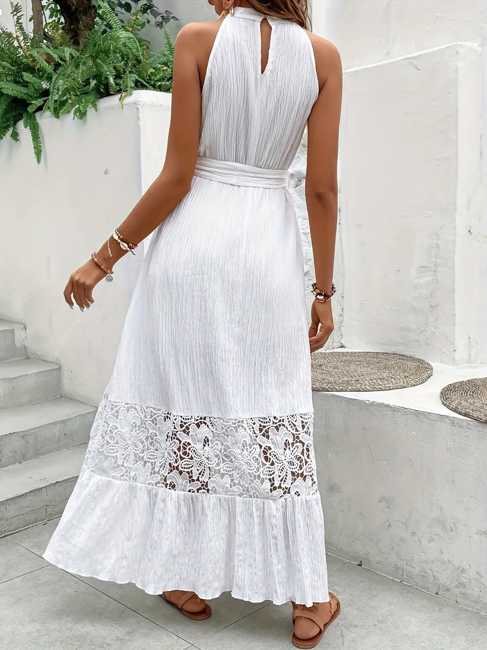 Lace Detail Sleeveless Maxi Cami Dress, image 4
