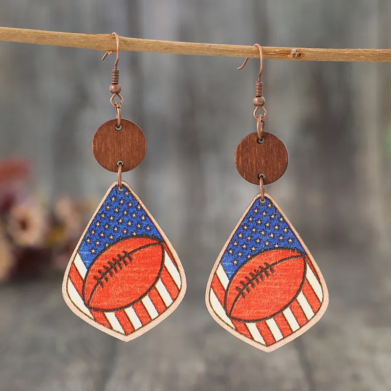 Printed Wooden Dangle Earrings, image 4