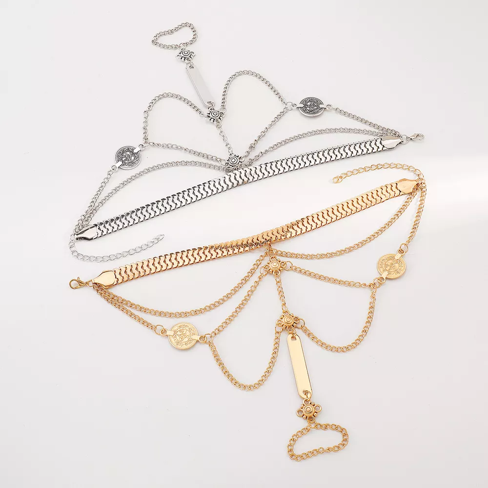 Multi Layered Chain Bracelet with Finger Ring, image 11